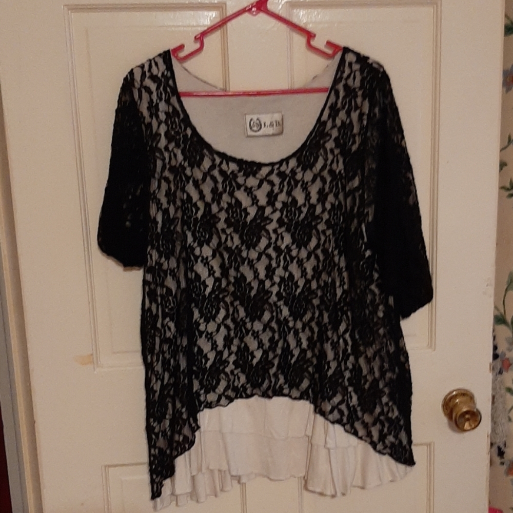 Black and white lace top